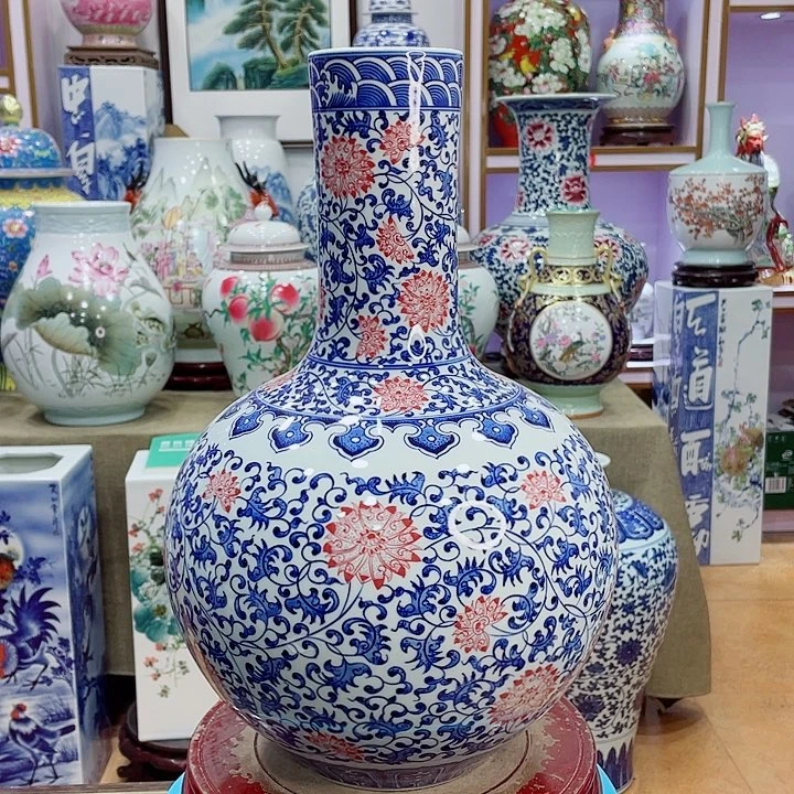 花瓶全手工釉下彩天球瓶