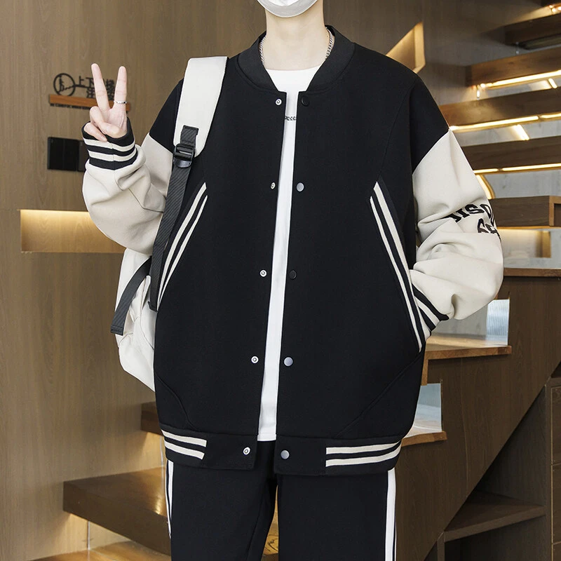 春秋新款休闲运动夹克男生青少年潮流时尚开衫帅气百搭棒球服外套