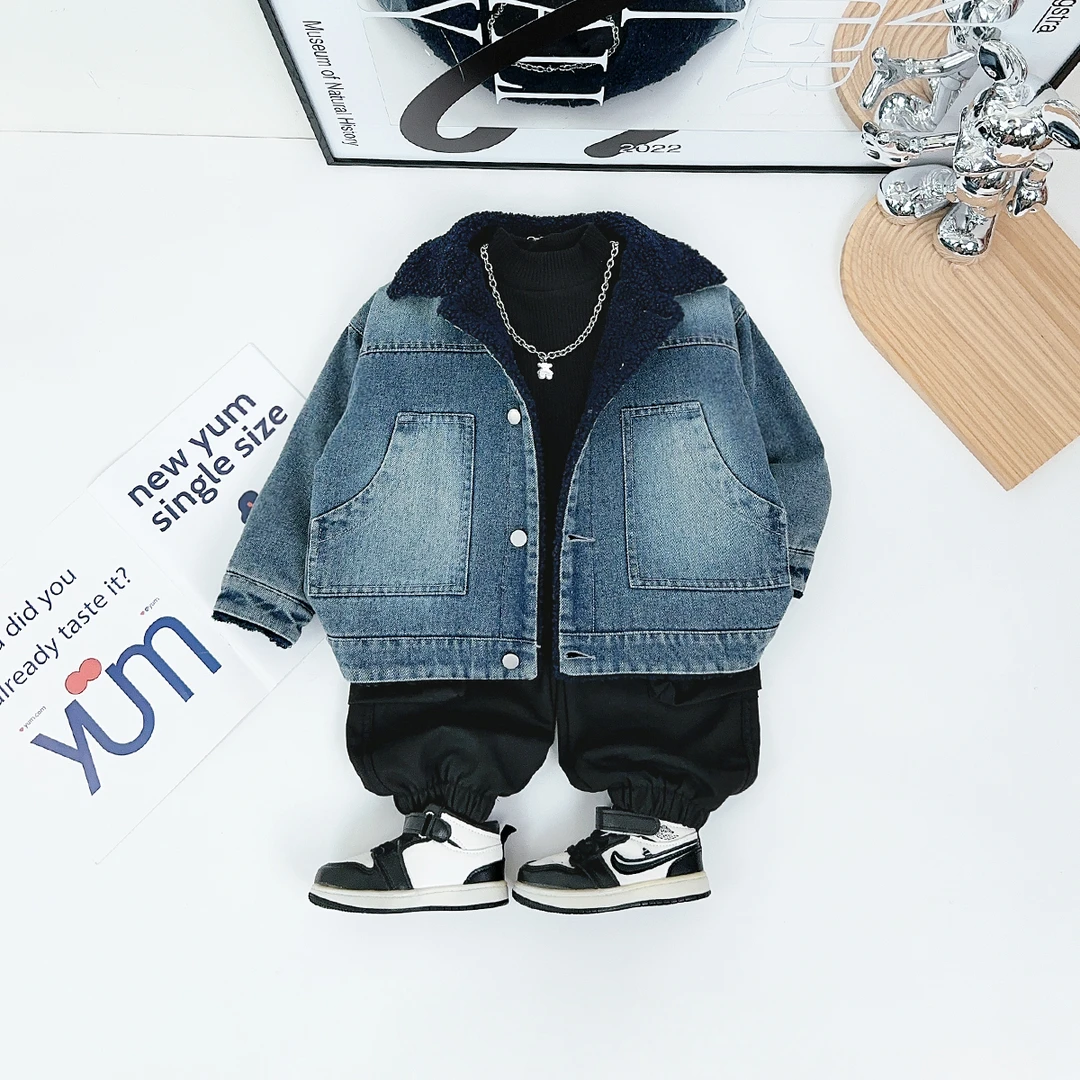男童牛仔外套加厚款2024新款秋冬装儿童 D-HZ241315 悠悠童话童装
