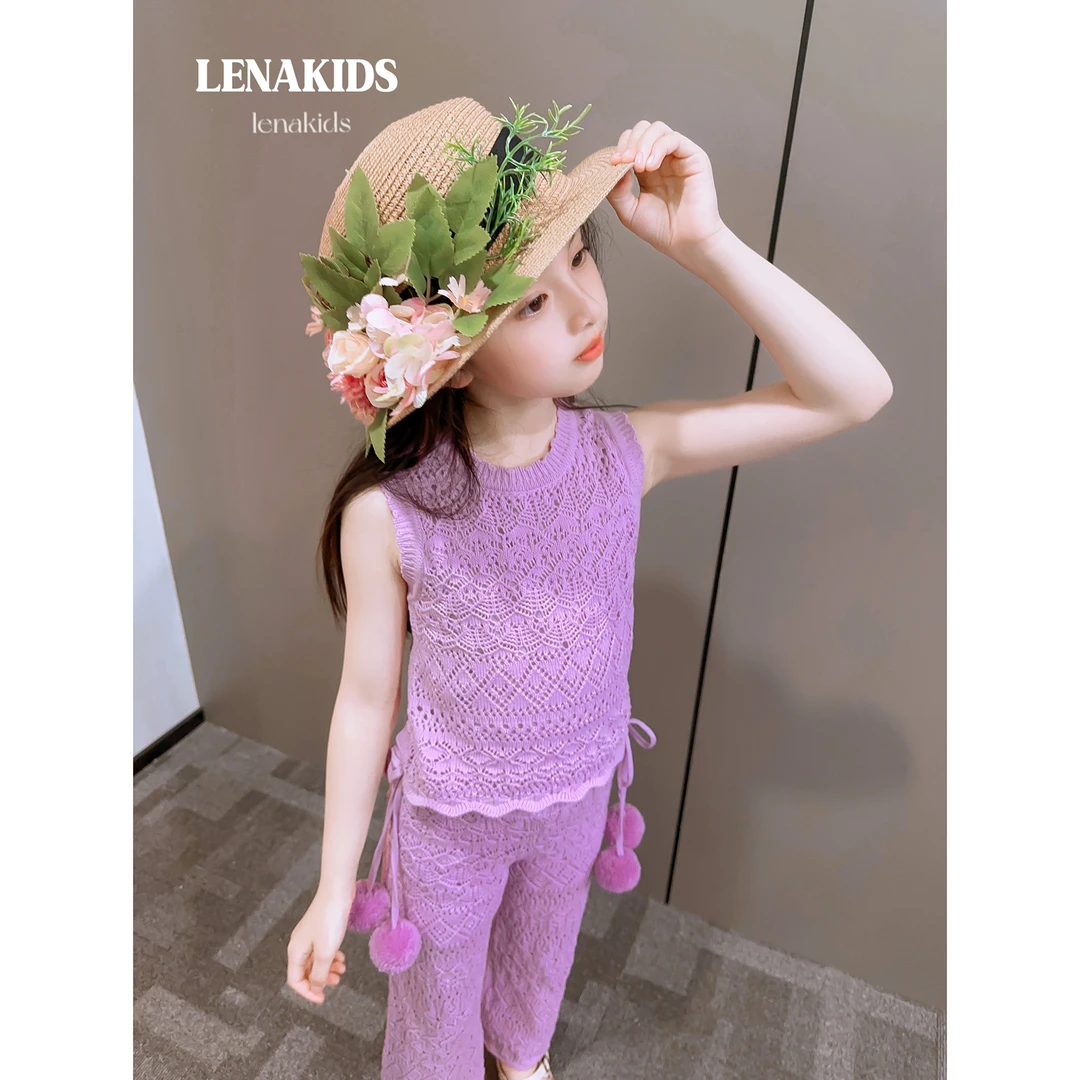 Lenakids【现货】针织球球套装洋气时髦女宝套装24032602