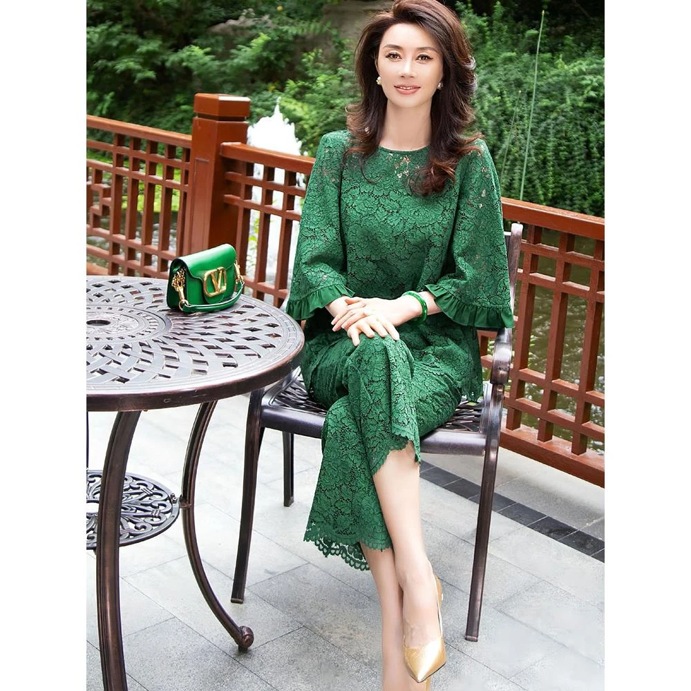 2025超火夏装一整套气质高级感清冷感国风绿色上衣裤子两件套装女
