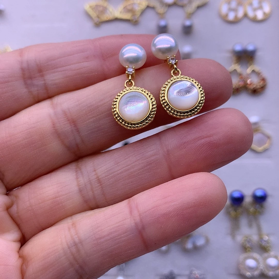 淡水珍珠耳饰合金