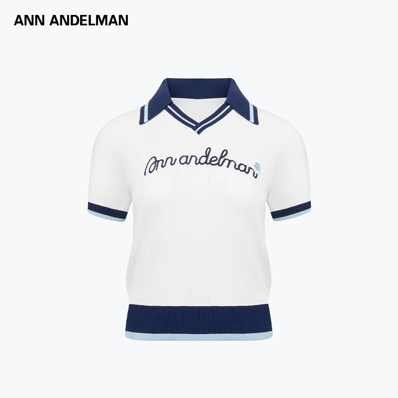 ANN ANDELMAN 25秋冬 时尚设计 撞色翻领polo运动风透气T恤