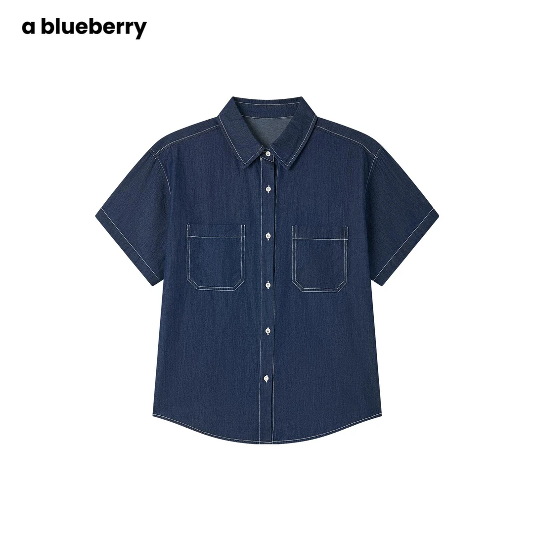 a blueberry门店爆款水洗牛仔衬衫BA8998