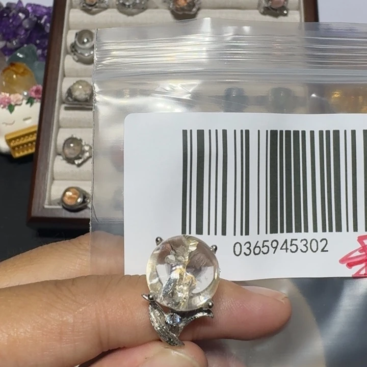 安***里水晶银S925镶嵌戒指