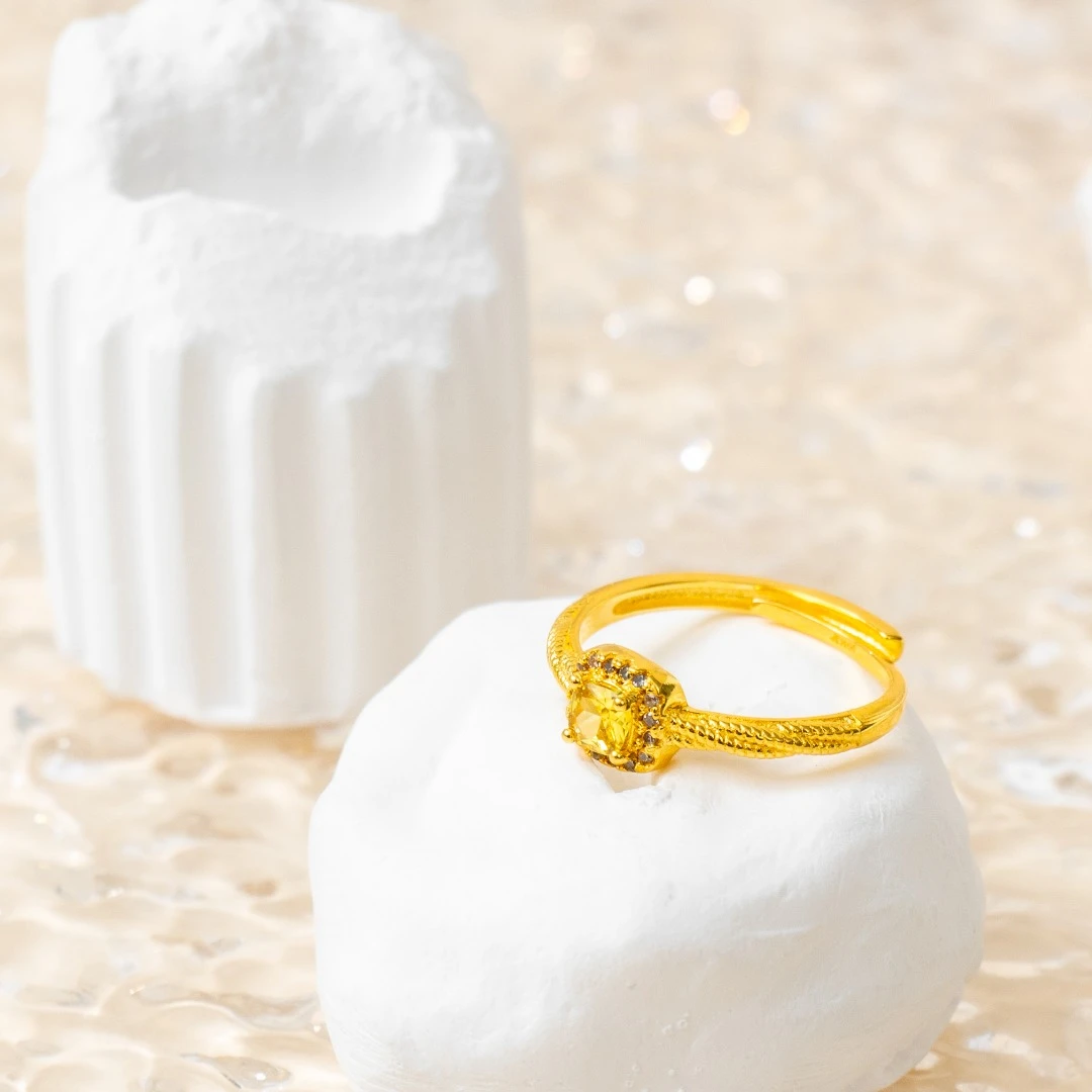 足银戒指 方糖黄z戒指