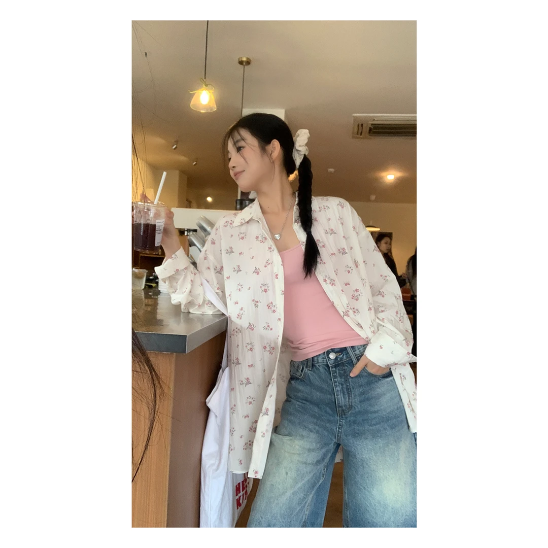 【粥粥清仓】时尚休闲长袖碎花BD衬衫241F0952