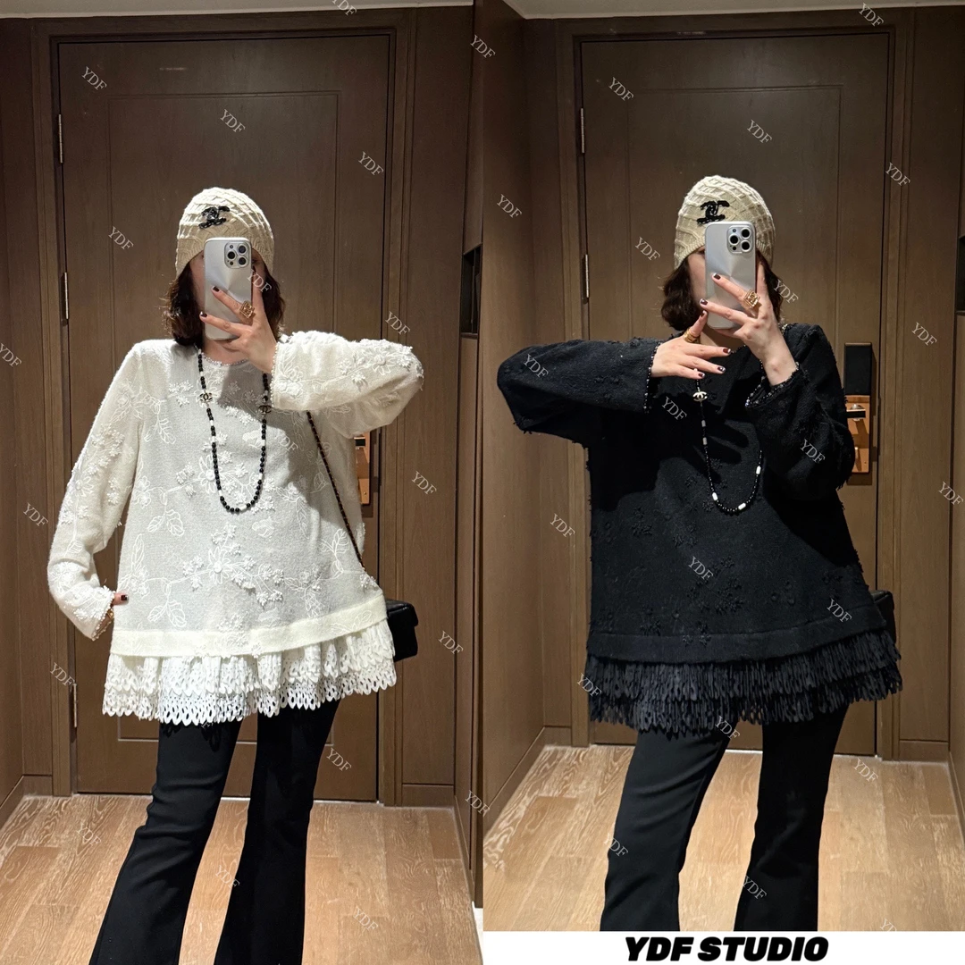 YDFSTUDIO小众【芭莎舞会】欧货早秋重工钩花刺绣拼接设计时尚上衣