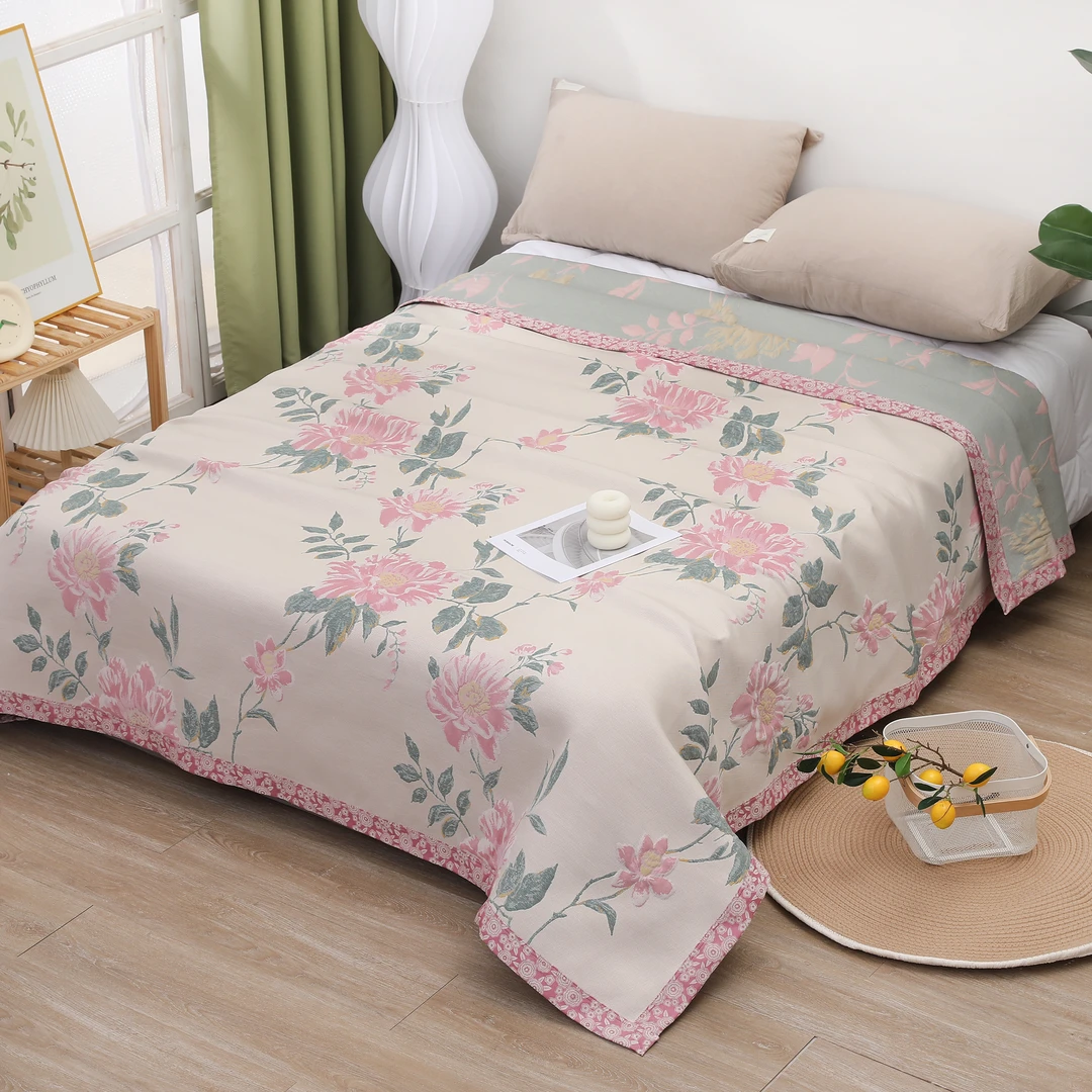 【春日寻芳】高端有机长绒棉蚕丝蛋白纤维床盖2.3/2.5可机洗