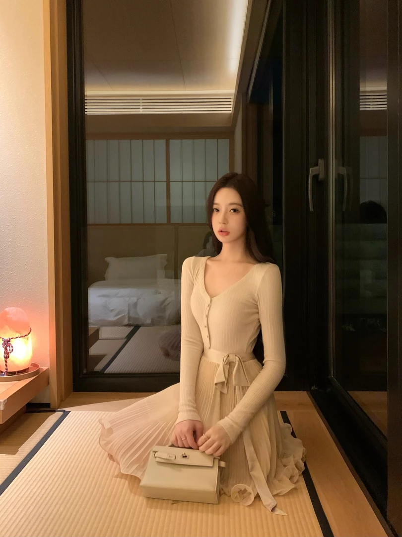【黎夕旧梦】精致温柔气质蝴蝶结绑带收腰连衣裙