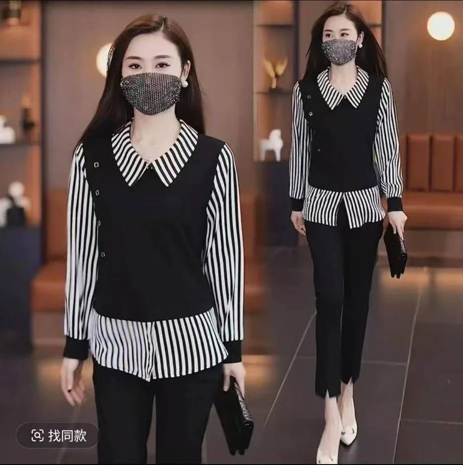 衬衫女长袖2025年春季新款减龄衬衣韩版显瘦遮肚子娃娃脸拼接上衣