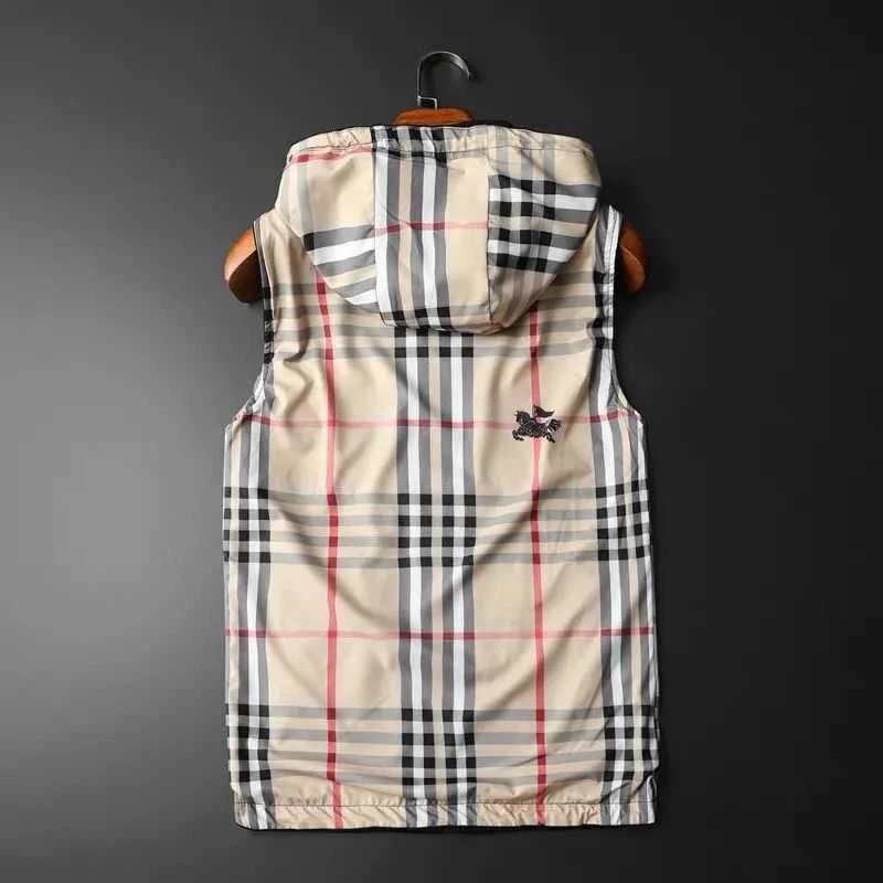 美式爆款双面穿连帽马甲男春秋薄款潮牌格子时尚新款宽松修身T恤