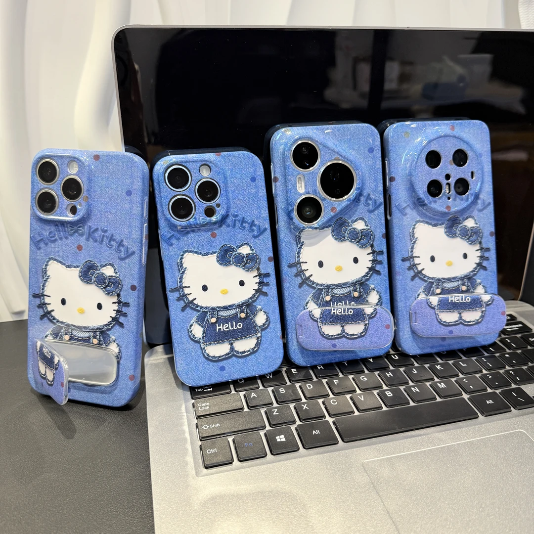 蝴蝶结可爱猫支架适用苹果/华为/荣耀/OPPO/VIVO/小米手机壳防摔