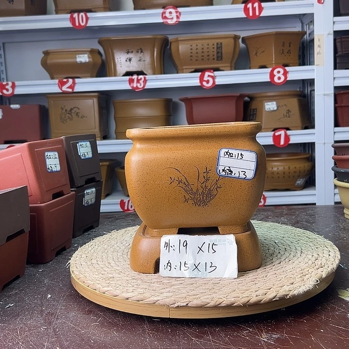 紫砂花盆蛇年大吉