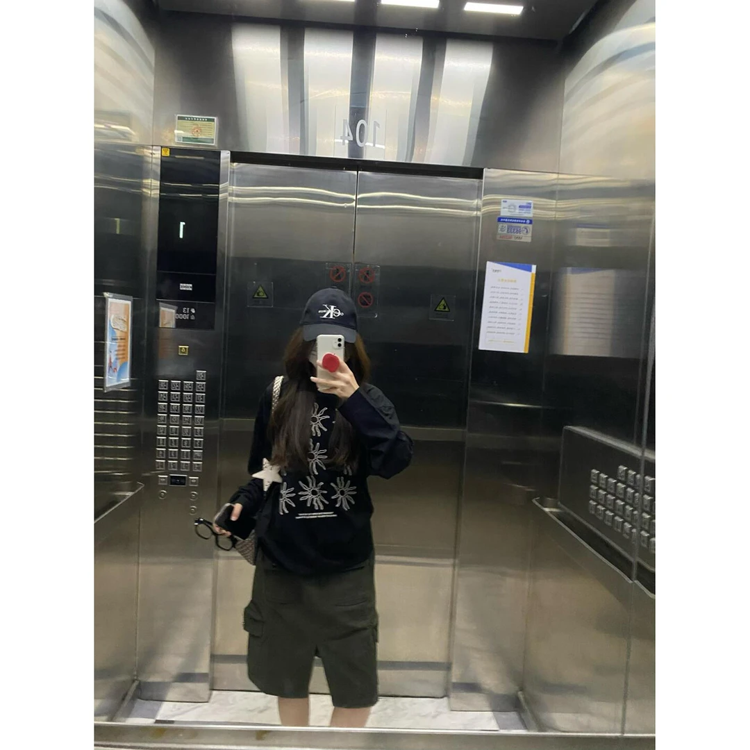 梦晓灵韩系慵懒感太阳花印花长袖T恤女2025秋季新打底衫