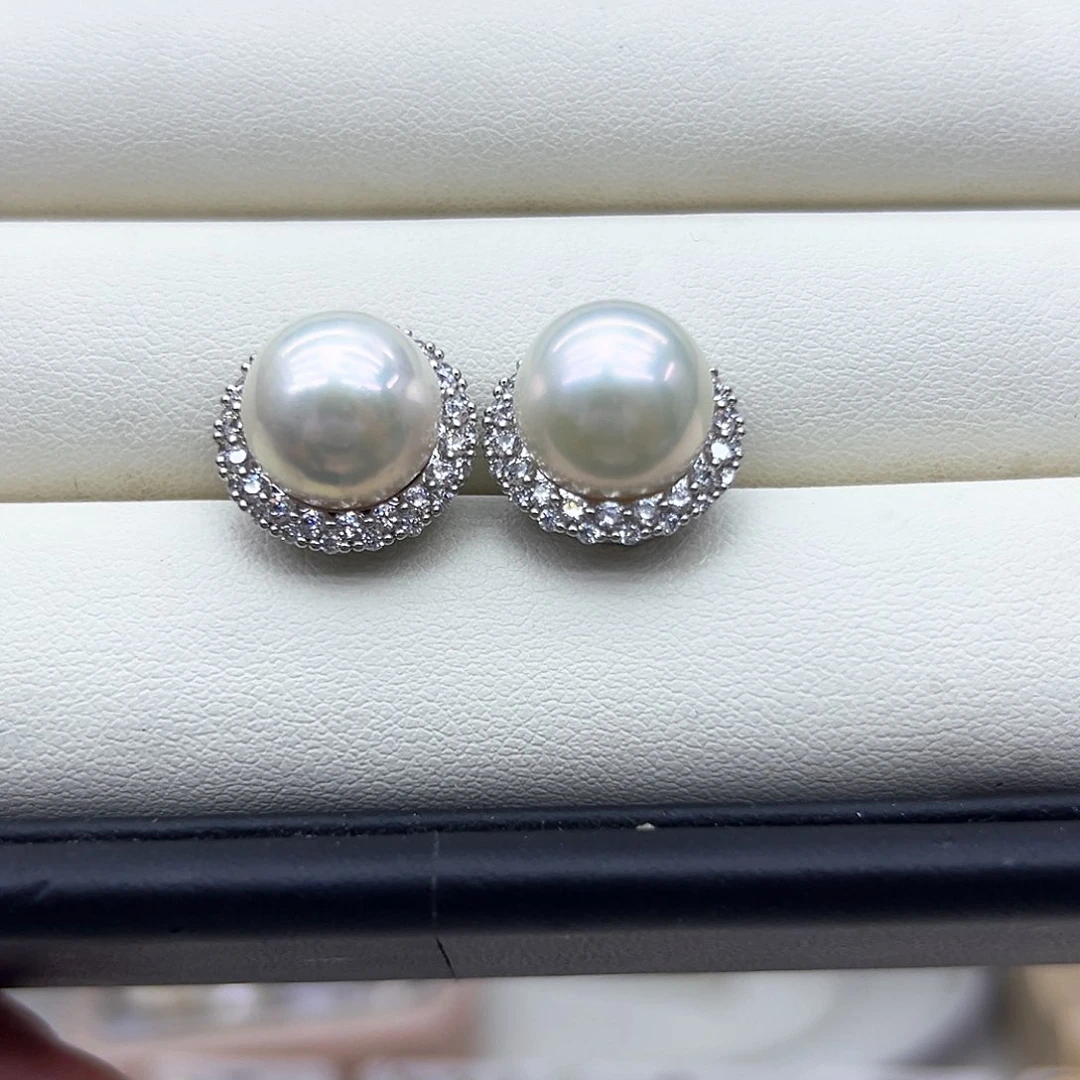银S925镶嵌淡水珍珠耳饰