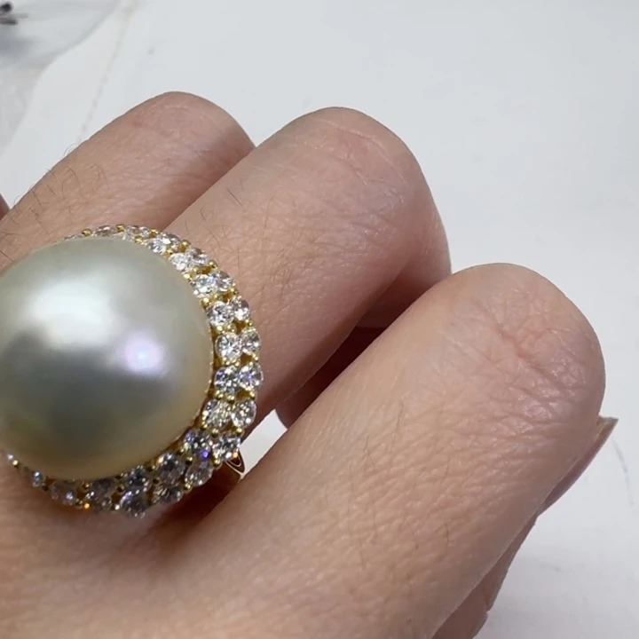 海水珍珠戒指银S925镶嵌