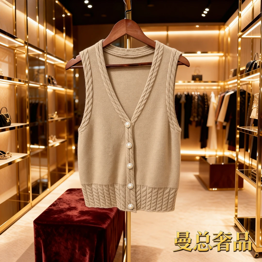 无袖常规型纯色秋季针织毛针织衫宽松毛衫复古