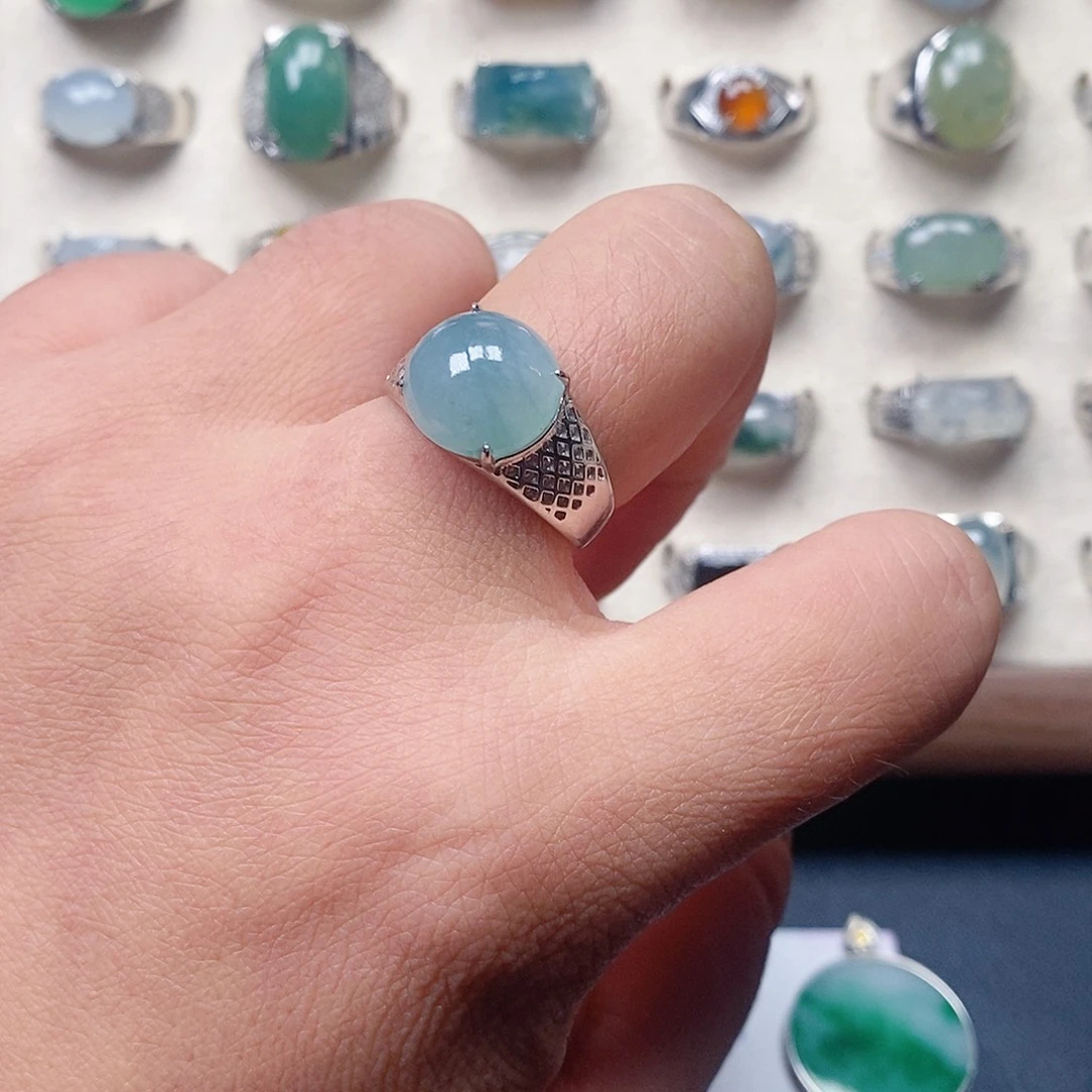 翡翠银S925镶嵌戒指