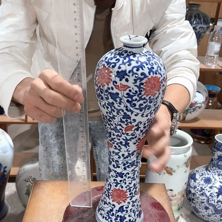瓷片景德镇青花釉里红美人瓶