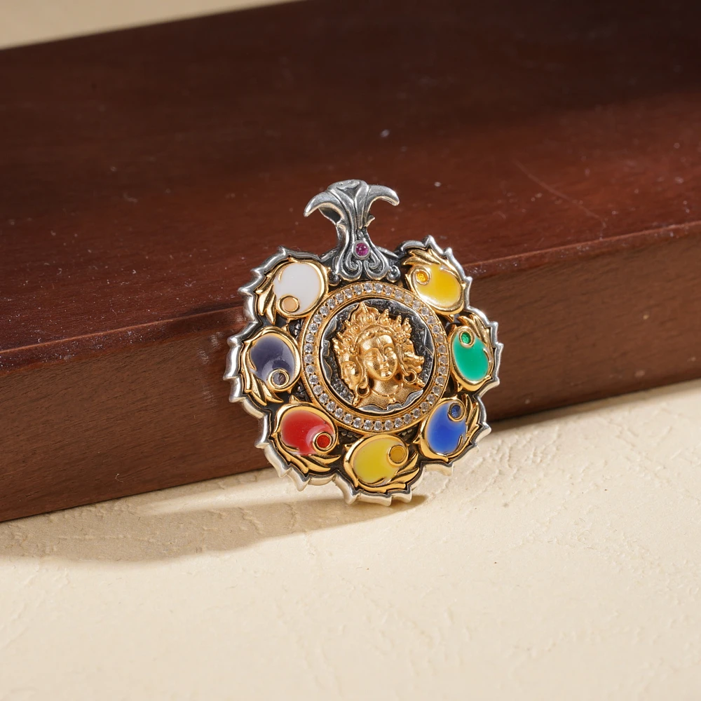 吊坠925银 云丹拉姆丨七彩摩利支天吊坠多样性发其一