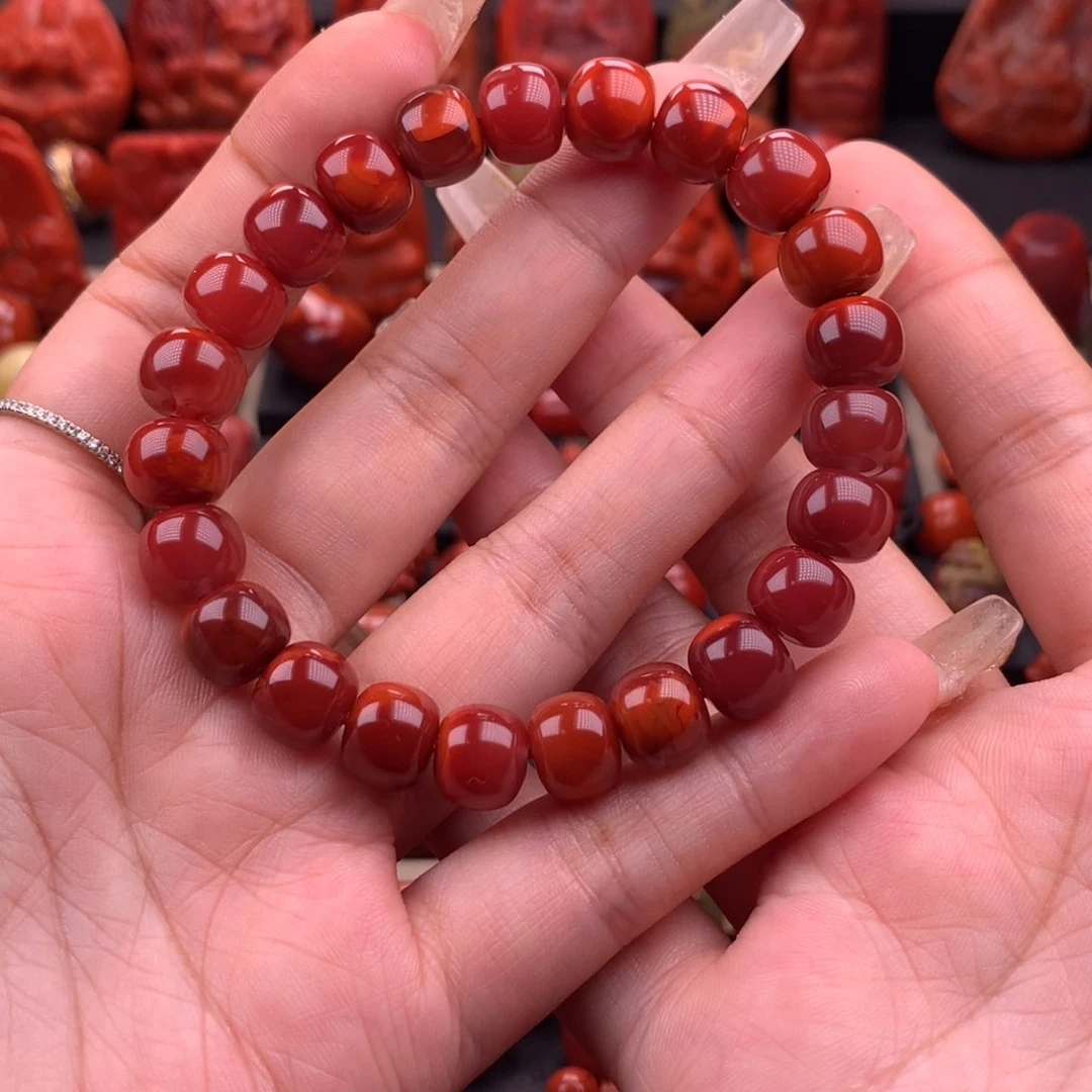 南红玛瑙南红川料原矿牛血老型手串10mm未镶嵌