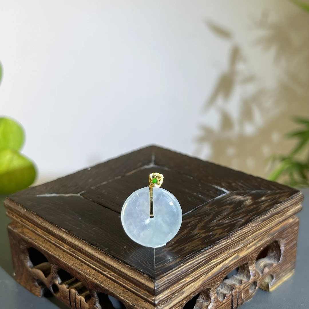 JCA04-172  天然翡翠缅甸A货   18K金平安扣