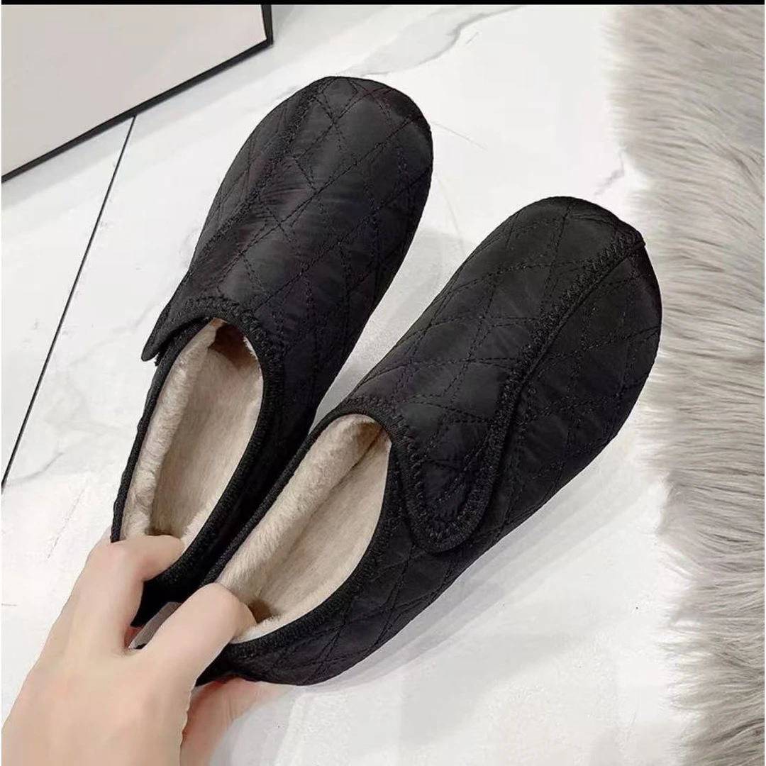 3919-1新款软底加绒防滑平底保暖妈妈鞋