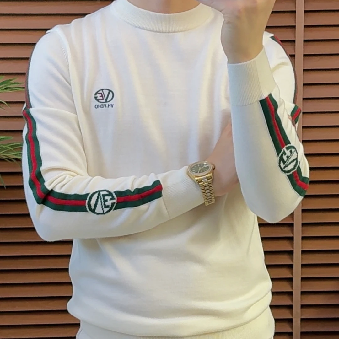 男士秋冬（100%棉羊毛）常规款百搭标准修身厚款圆领羊毛衫