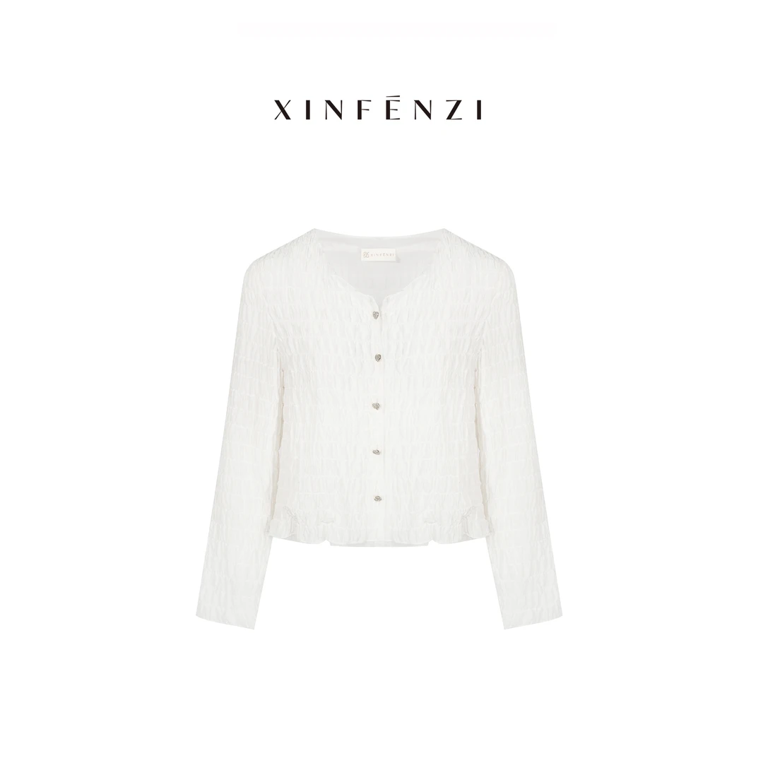 【蚕宝】XINFENZI 奢系列6A级双层桑蚕丝小香长袖衬衫 SS34670