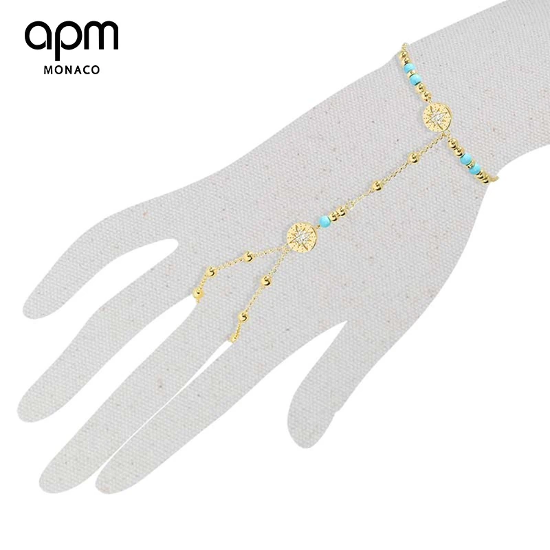 APM Monaco 合金合成锆石手链 流星与圆珠可调节手链与戒指