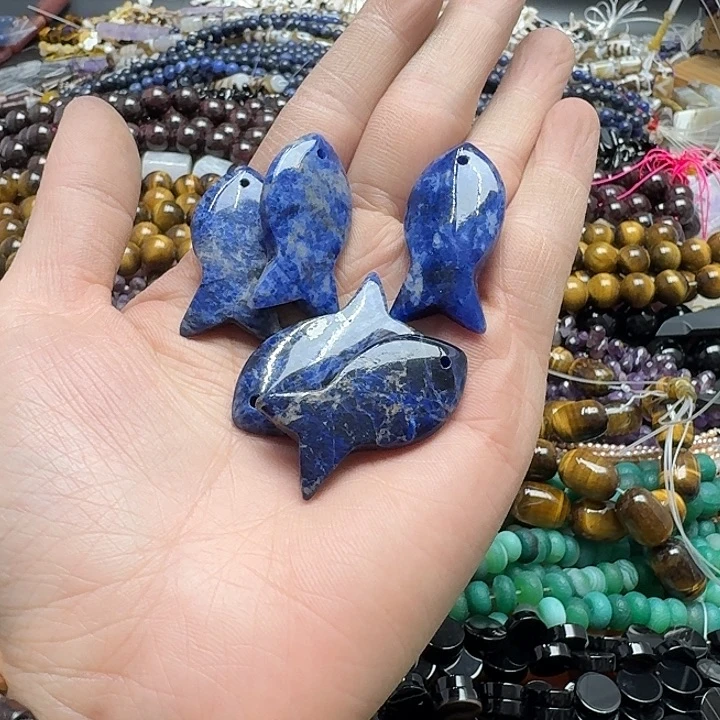 玛瑙/玉髓未镶嵌珠宝半成品一个20x40m蓝纹石吊坠