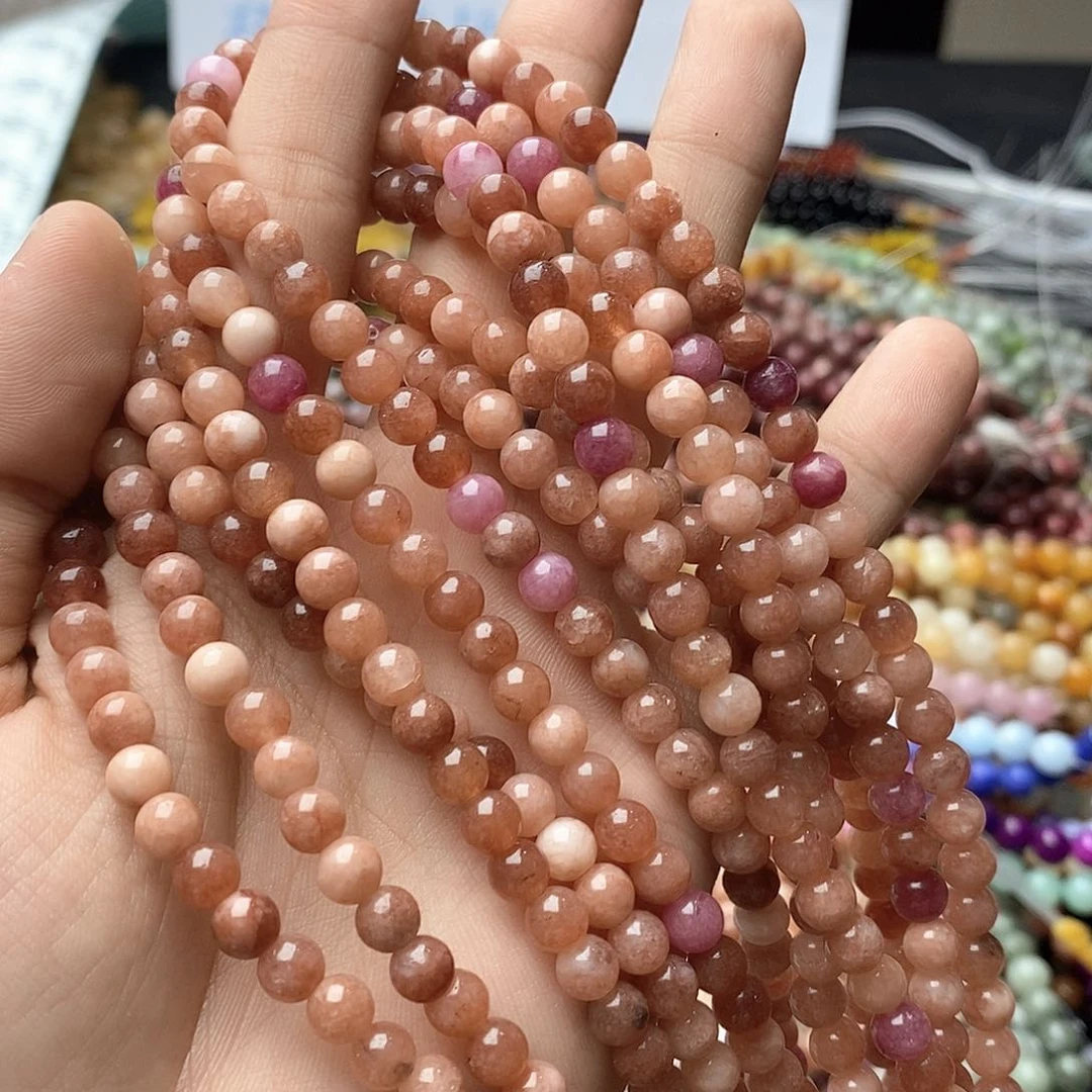 玛瑙/玉髓未镶嵌珠宝半成品一条天然6mm橘皮圆珠A9