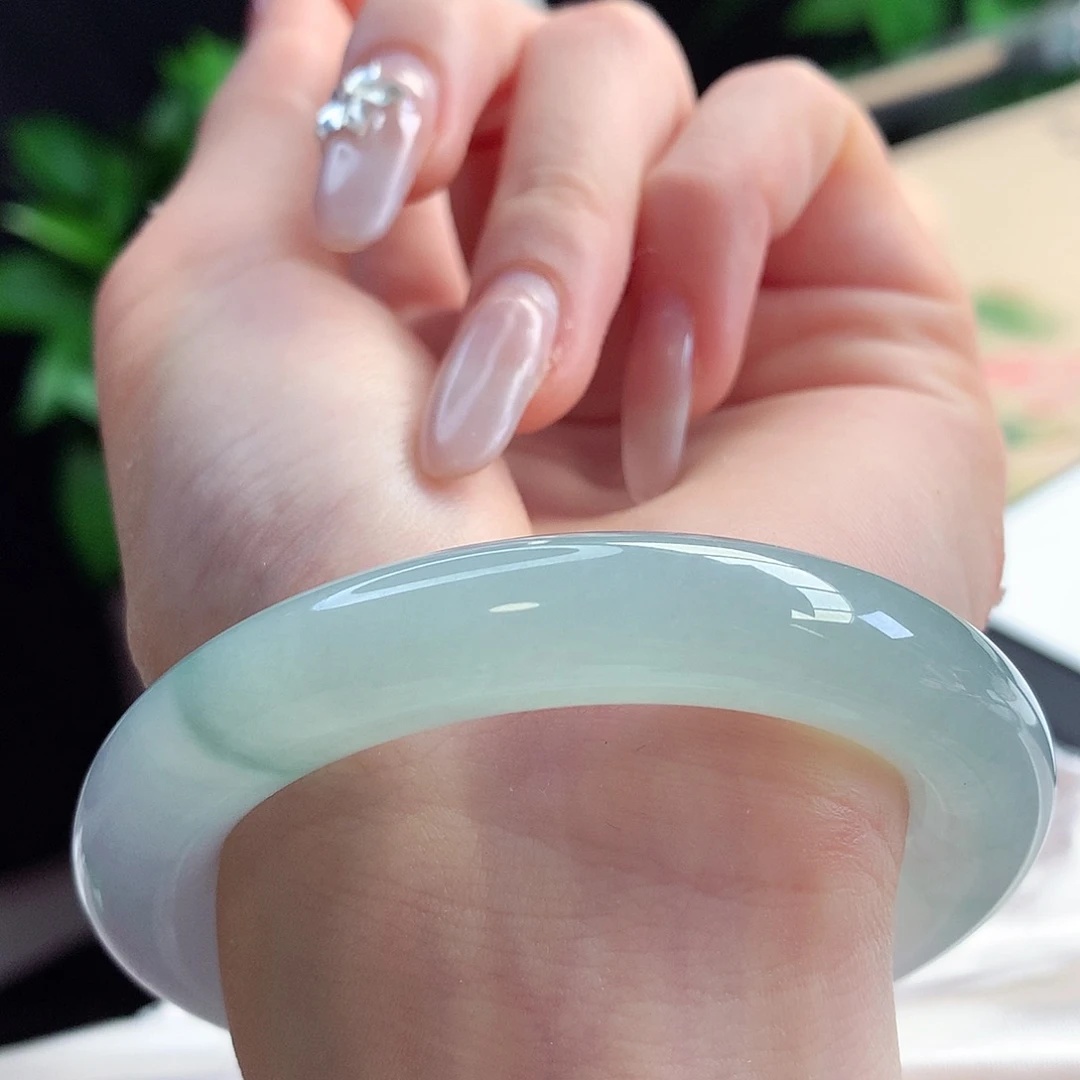 未镶嵌手镯翡翠天然A货翡翠53-54一股清泉 冰透绝美14号