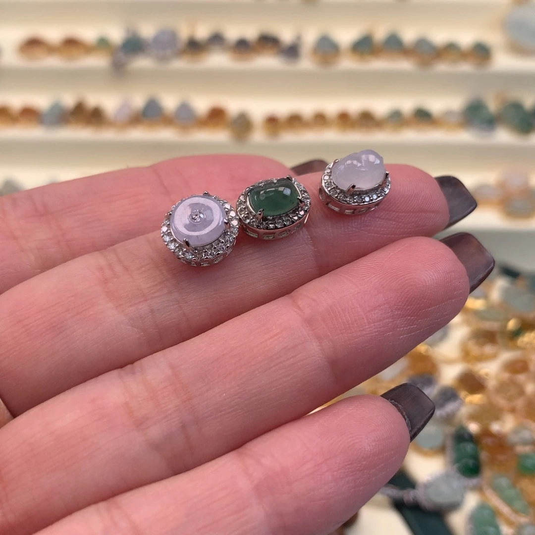 翡翠银S925镶嵌颈饰路路通3个