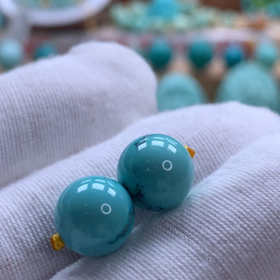 绿松石未镶嵌颈饰原矿绿松石圆珠