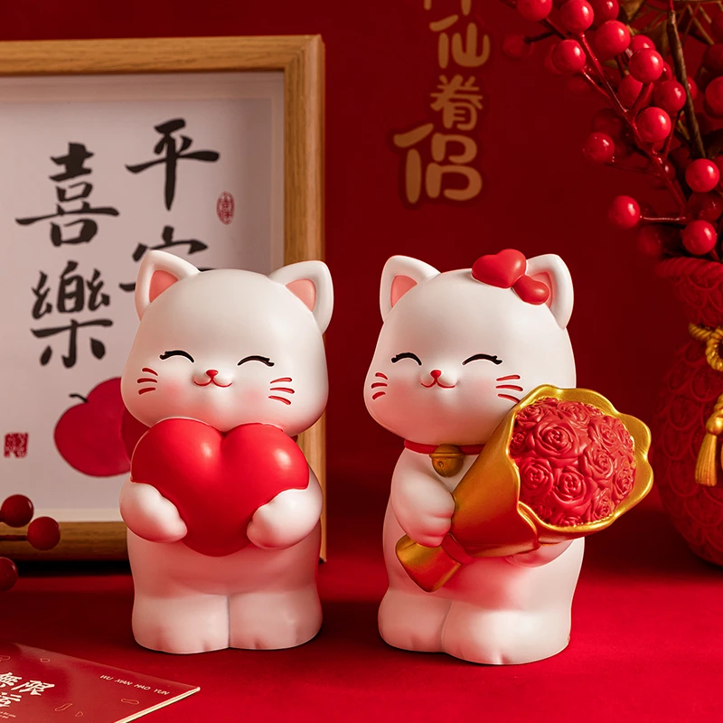 可爱猫摆件结婚礼物送新人闺蜜新娘新婚订婚礼物实用婚房装饰