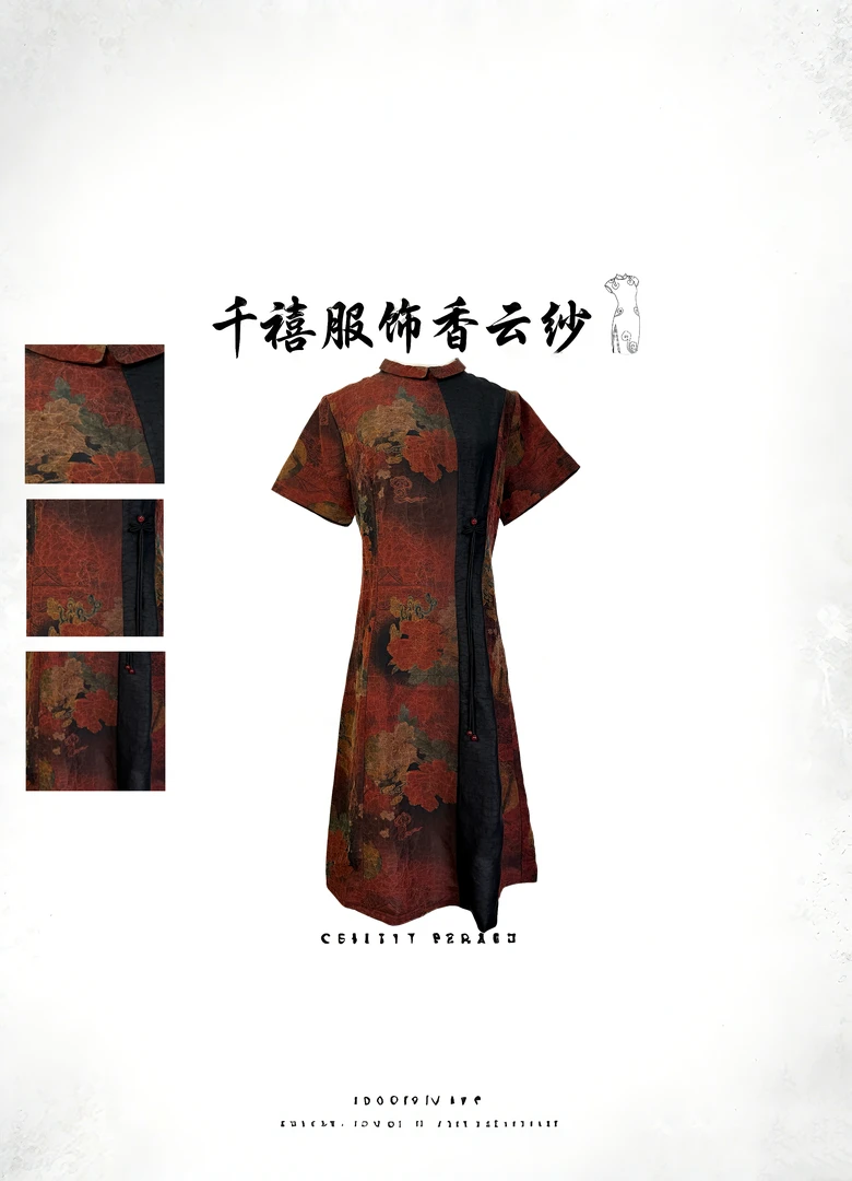 【千禧专属】889香云纱连衣裙2024新中式夏季复古重磅中长款