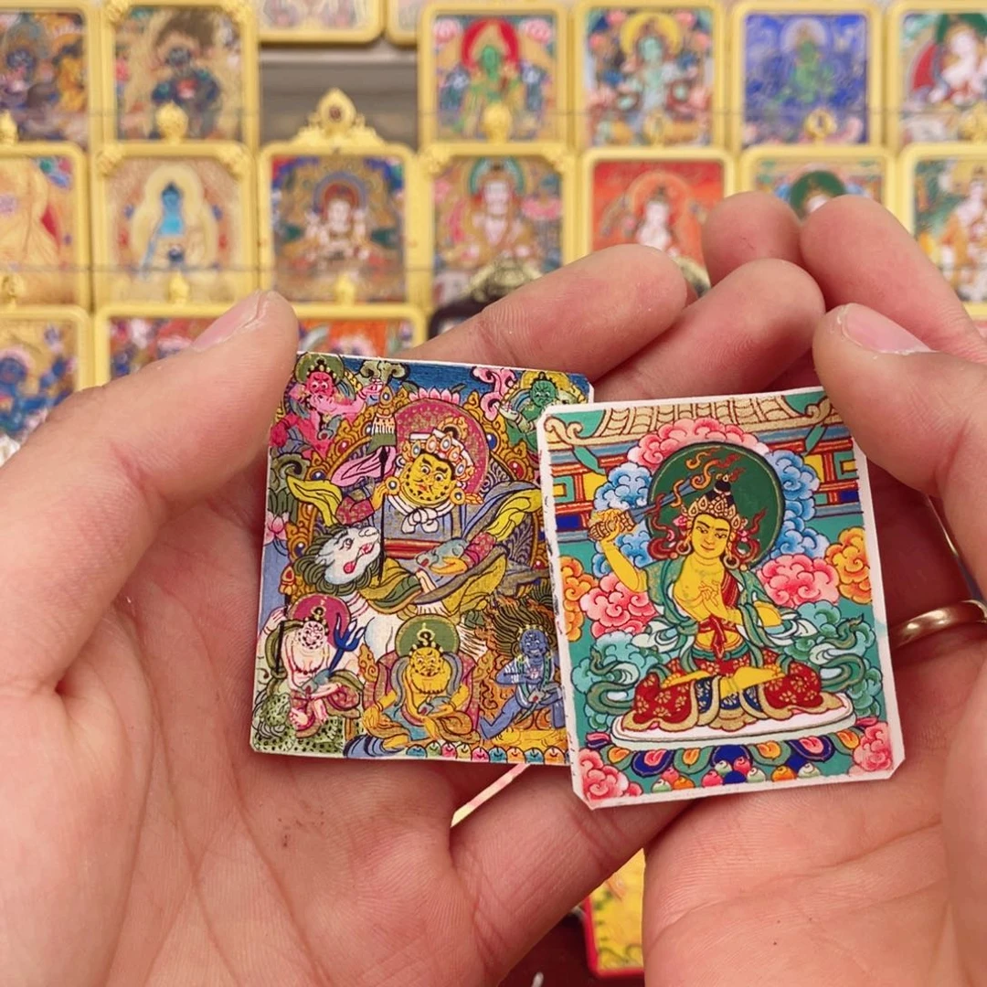 吊坠马*?纯手绘唐卡热贡双面文殊六路