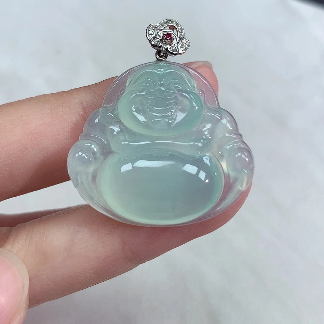颈饰18K金镶嵌翡翠佛公