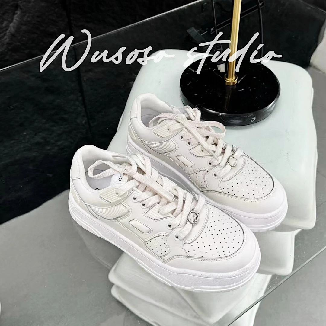 【soso】25ss｜小银扣百搭小白鞋tw3355