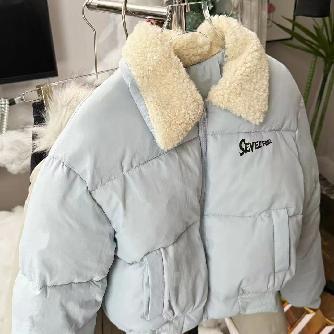 美式复古翻领棉服女冬装外套冬天新款韩版显瘦百搭短款棉服