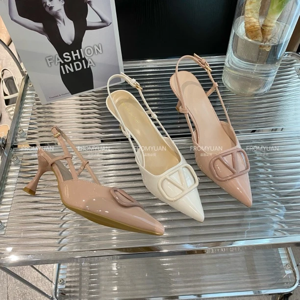 【6公分】Q53-80透气法式尖头细跟高跟鞋一字带高跟鞋细跟夏季外穿