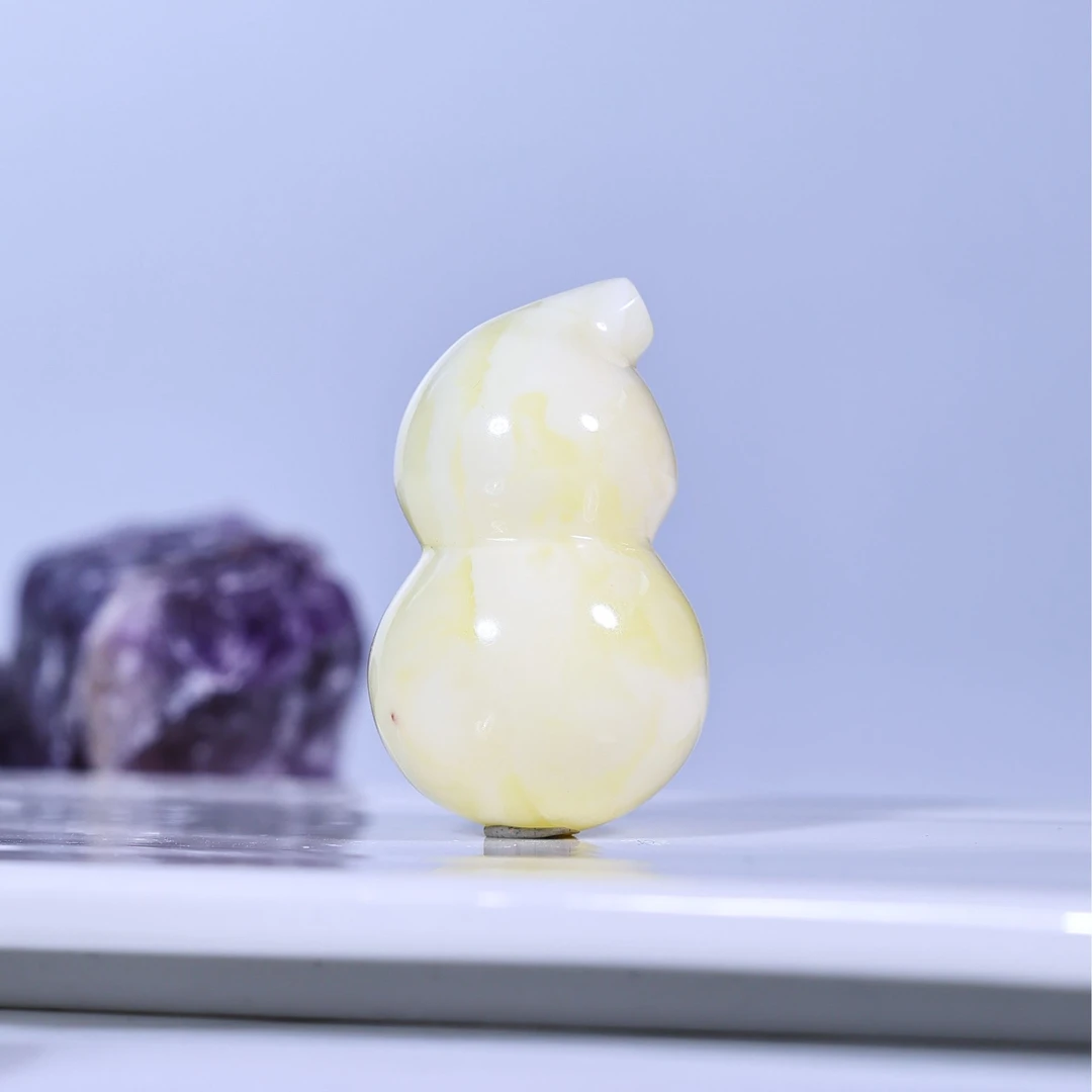 【颜如蜜珠宝】高级牛奶色气质奶瓷白花浓蜡天然蜜蜡葫芦吊坠HC001