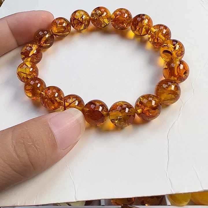 未镶嵌项圈琥珀（花珀）飘*
