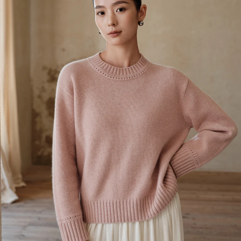 JF-633秋冬新品100%山羊绒厚款宽松版套衫