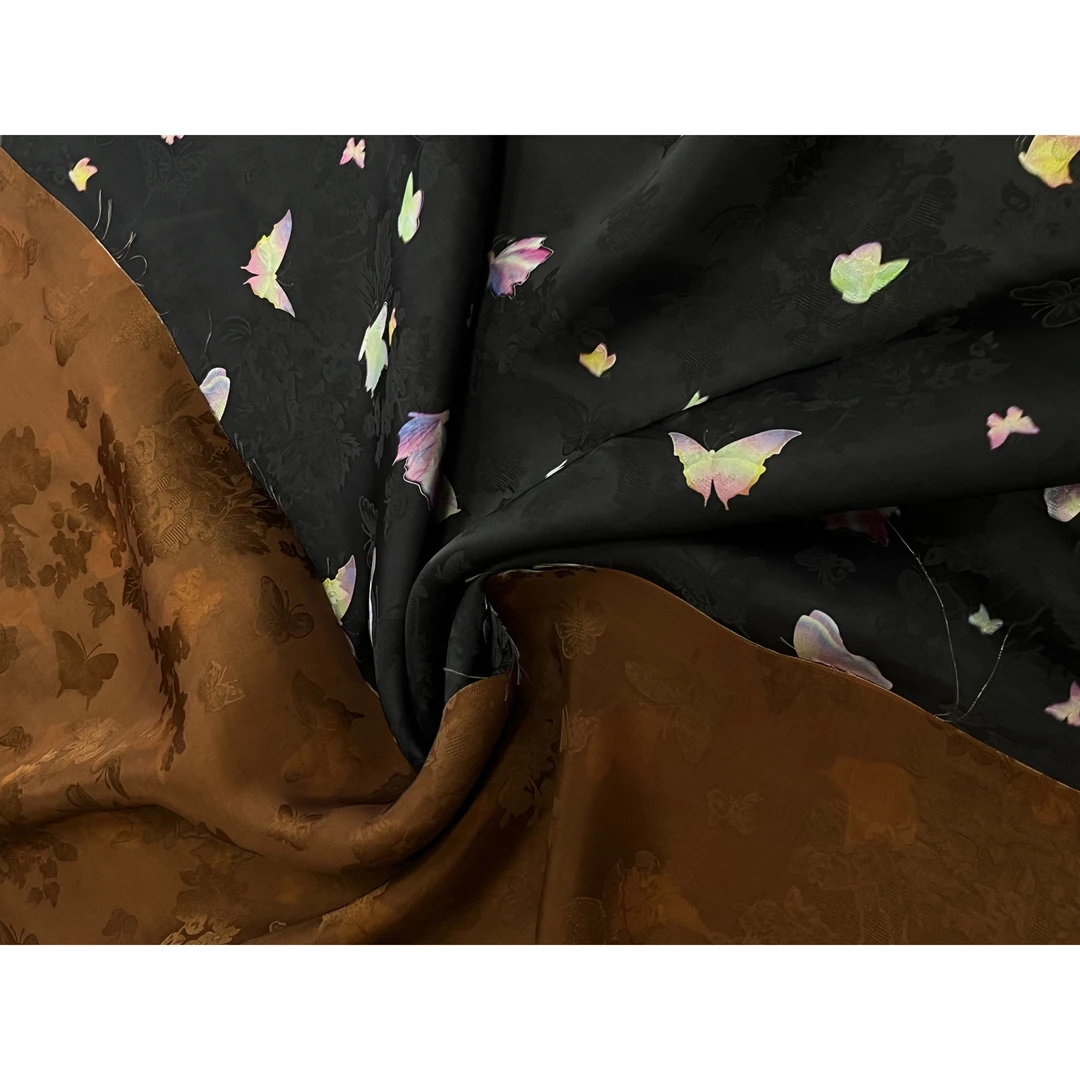 人丝红云纱面料新中式风格布料【】