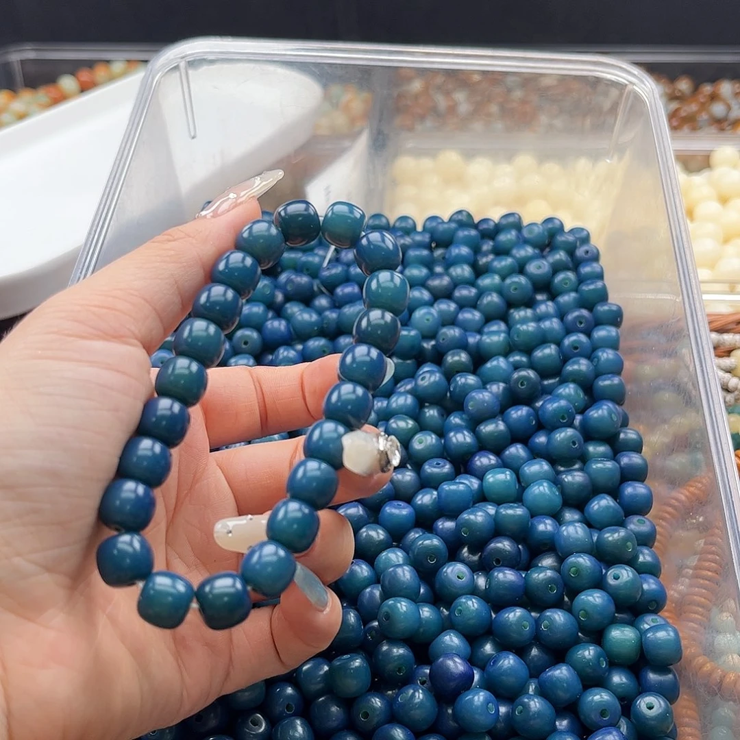 白玉菩提吊坠a10mm/50+5颗孔雀蓝