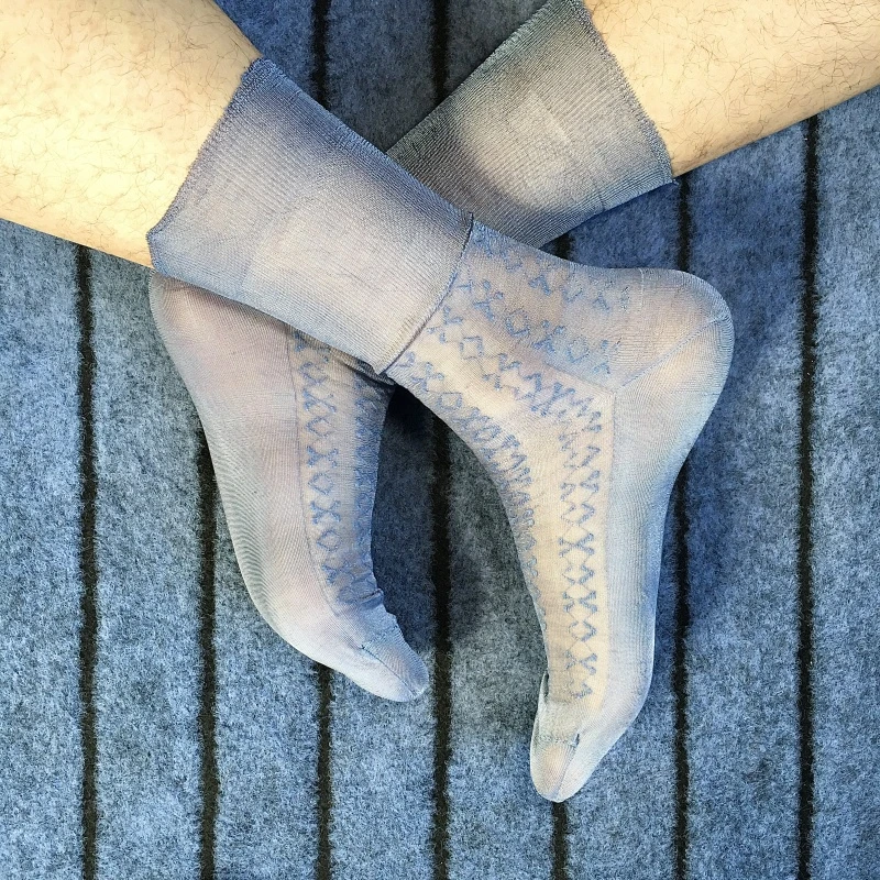 007纨绫锦纶男士老式丝袜花纹80年代复古怀旧袜子道合袜业