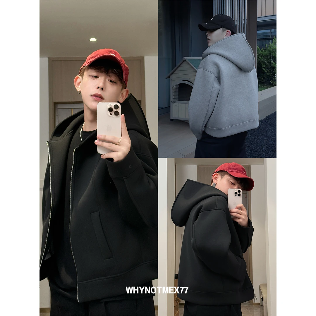 【巫师帽】重磅FIT短廓形卫衣外套连帽2025秋新款开衫外套